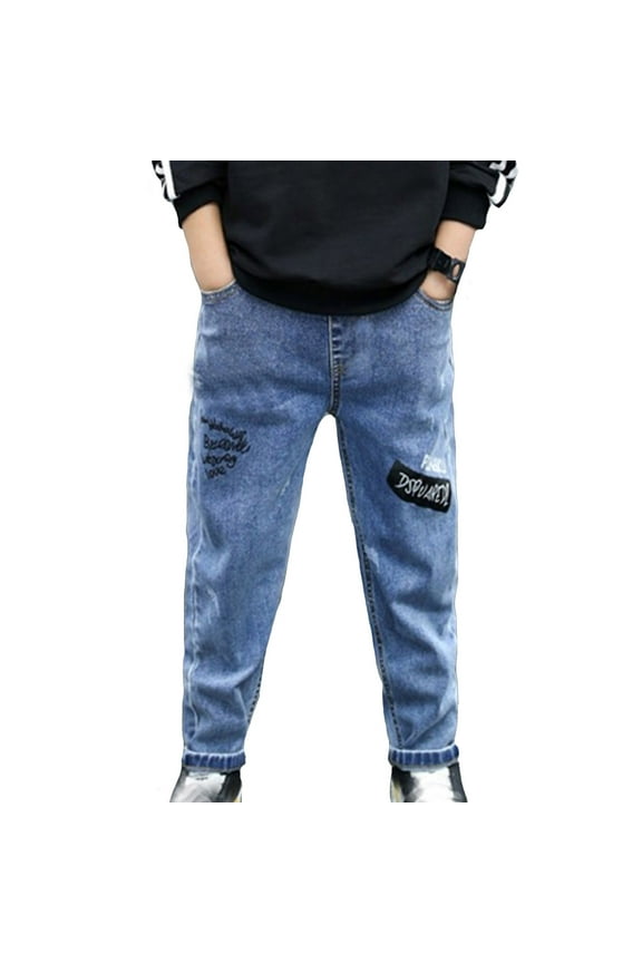 Toddler Baby Boys Jeans Versatile Pants Elastic Waist for Kids Size 2-3T