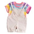thumbnail image 1 of Toddler Baby Boys Kids Rainbow Stripe Tops T-shirt Straps Pants Outfits Sets Lovely Dailywear, 1 of 4
