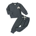 thumbnail image 1 of Toddler Baby Boys Long Sleeve Rainbow Solid Sweatshirt Blouse Tops Trousers Pants Outfit Set 2PCS Clothes, 1 of 8