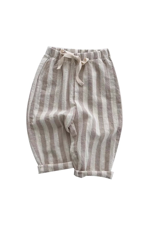 Toddler Baby Boys Minimalist Striped Pants Daily Elastic Waist Pants for Kids Size 3-4T