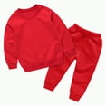 thumbnail image 1 of Toddler Baby Boys Outfits Boy Autumn Winter Solid Long Sleeve Stretch Waistband 2T 3T 4T 5T Pullover Sweatshirt and Pants Clothes 2PCS, 1 of 6