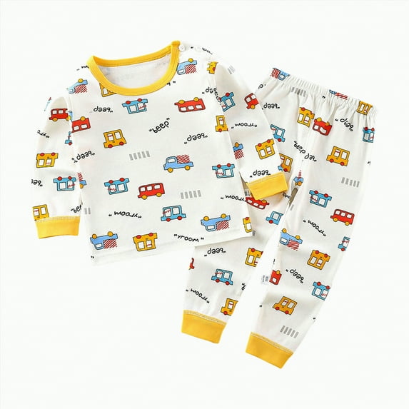 Toddler Baby Boys Outfits Girl Fall/Winter Cute Long Sleeve Elastic Waist 3M 6M 12M 18M Tops Pants Set Clothes 2 Pcs