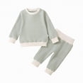 thumbnail image 1 of Toddler Baby Boys Outfits Kids Autumn Winter Crew Neck Long Sleeve Elastic Waist 3M 6M 12M 18M Pullover Sweatshirt Top Pants Set 2 Piece, 1 of 8