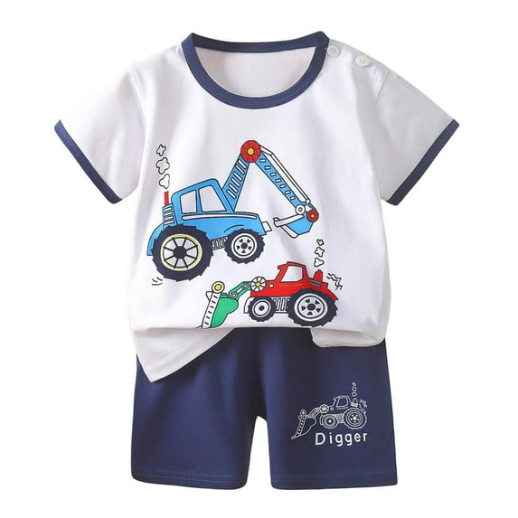 Toddler Baby Boys Pajamas Dinosaur T Shirts Tops Shorts Summer Pjs Sleepwear Cotton Kids Short Sets Clothes,X4-Dark Blue,110(3-4 Years)