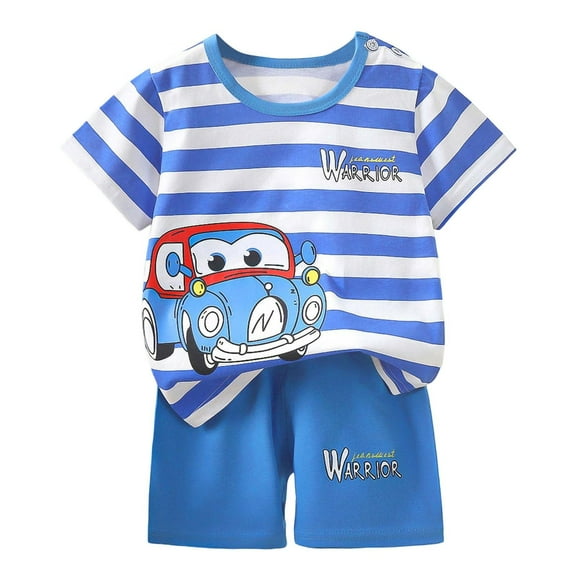 Toddler Baby Boys Pajamas Dinosaur T Shirts Tops Shorts Summer Pjs Sleepwear Cotton Kids Short Sets Clothes,X4-Light Blue,110(3-4 Years)