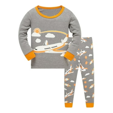 Boys Pajamas Kids Pajamas Set Cartoon Print Long Sleeve Pjs 2 Piece Set ...