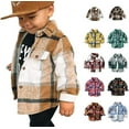 thumbnail image 1 of Toddler Baby Boys Plaid Flannel Shirt Jacket Long Sleeve Lapel Button Down Shacket Coats Family Matching Tops(Green90), 1 of 4