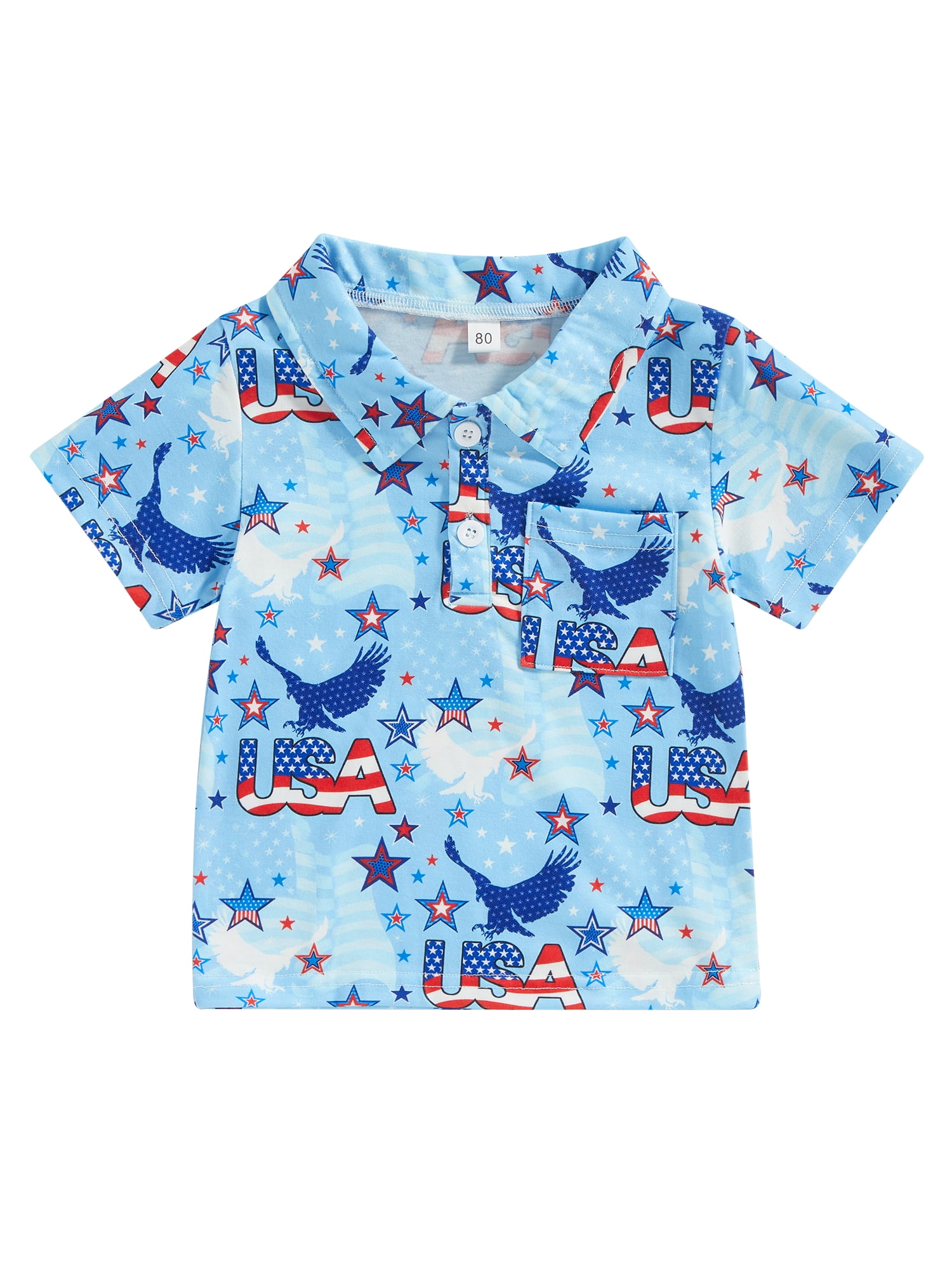 Toddler Baby Boys Polo Shirts 4th of July Short Sleeve Buttondown