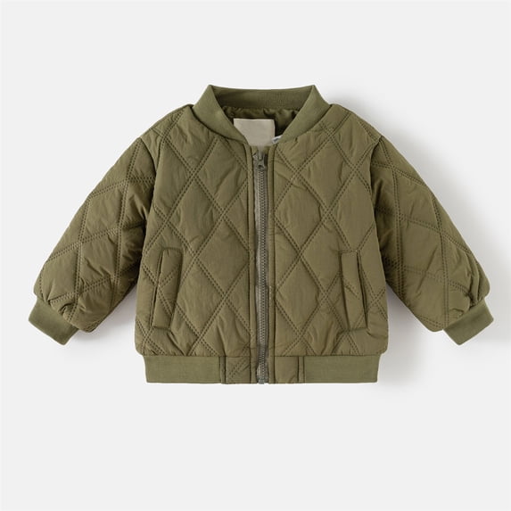 Toddler Baby Boys Quilted Bomber Jacket Long Sleeve Zip Up Warm Cozy Windproof Lightweight Outerwear Fall Clothes 5-6T