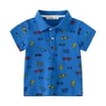 thumbnail image 1 of Toddler Baby Boys Shirts Cool Cartoon Print Short Sleeve Kids Dinosaur Button Down Blue Cartoon Cute Clothes for Boys Size 12-18 Months, 1 of 8