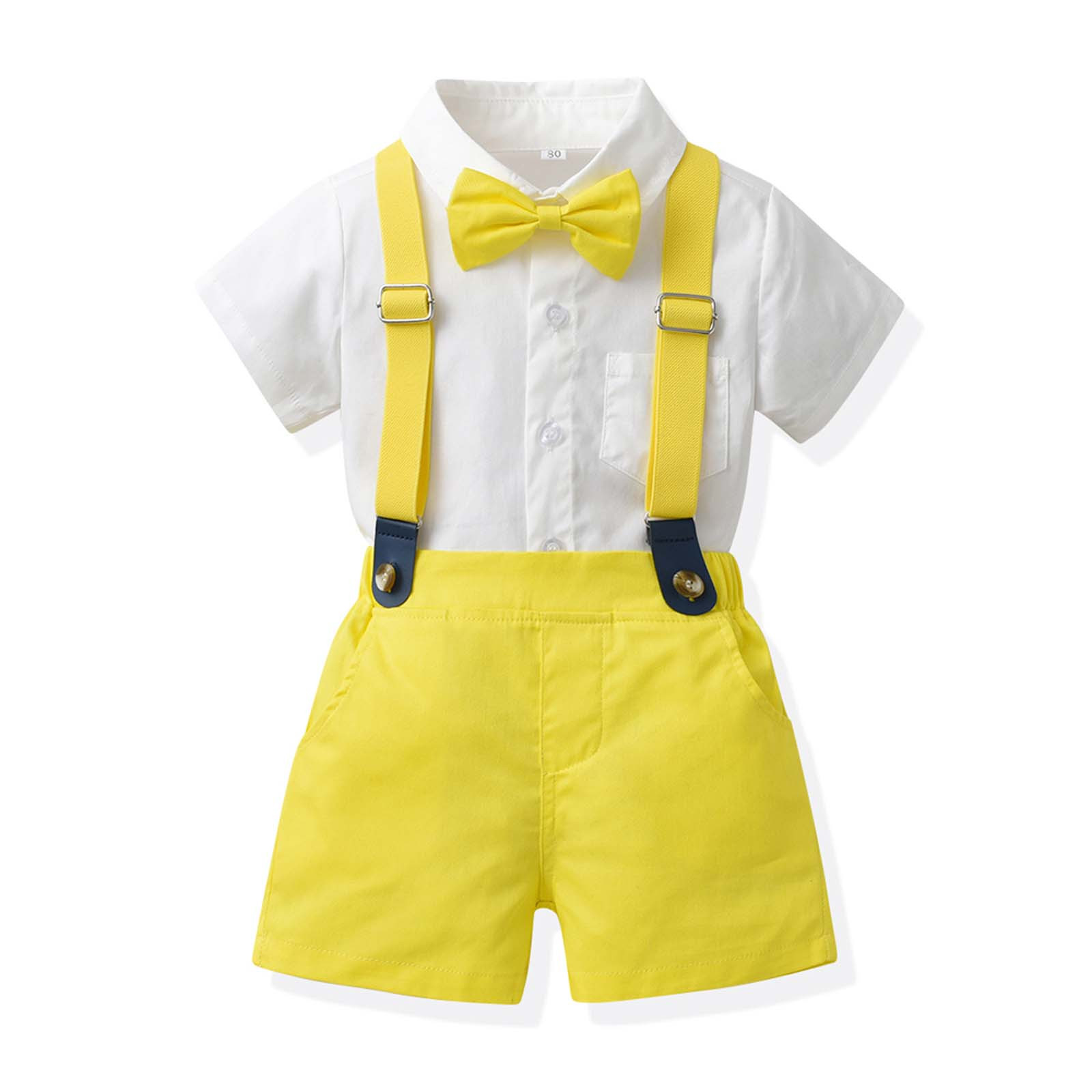 Toddler Baby Boys Short Sleeve Button Down Tops Short Overalls Suit