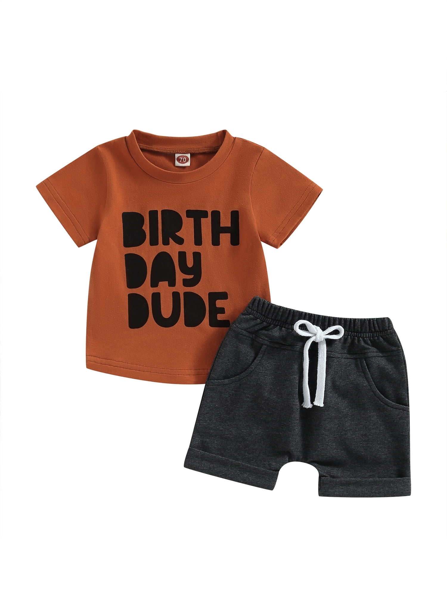 Toddler Baby Boys Shorts Set, Short Sleeve Letters Print Tshirt with Elastic Waist Shorts