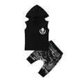 thumbnail image 1 of Toddler Baby Boys Summer Casual Letter Print Sleeveless Hooded Tank Top Shorts Set Baby 2Pcs, 1 of 6