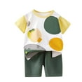 thumbnail image 1 of Toddler Baby Boys Summer Lounge Sets Two Piece Cute Outfits Short Sleeve Cotton T-Shirts Shorts Kids Casual Clothes Green, 4T, 1 of 3