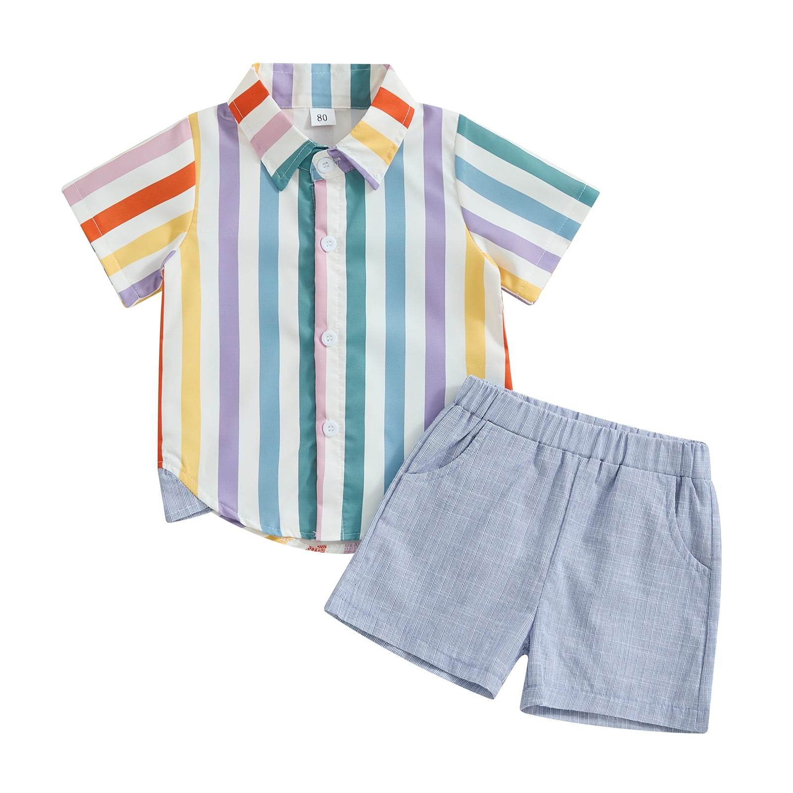 Boys Shirt & Short Co-Ord Set Baby Pink