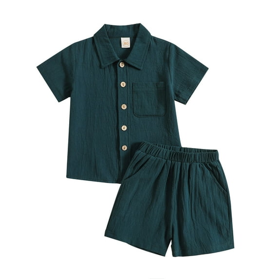 Toddler Baby Boys Summer Outfits Toddler Boys Girls Short Sleeve Summer Casual Tops Hawaii Beach Holiday Solid Shirts T Shirt Shorts Outfits Green 2-3 Years