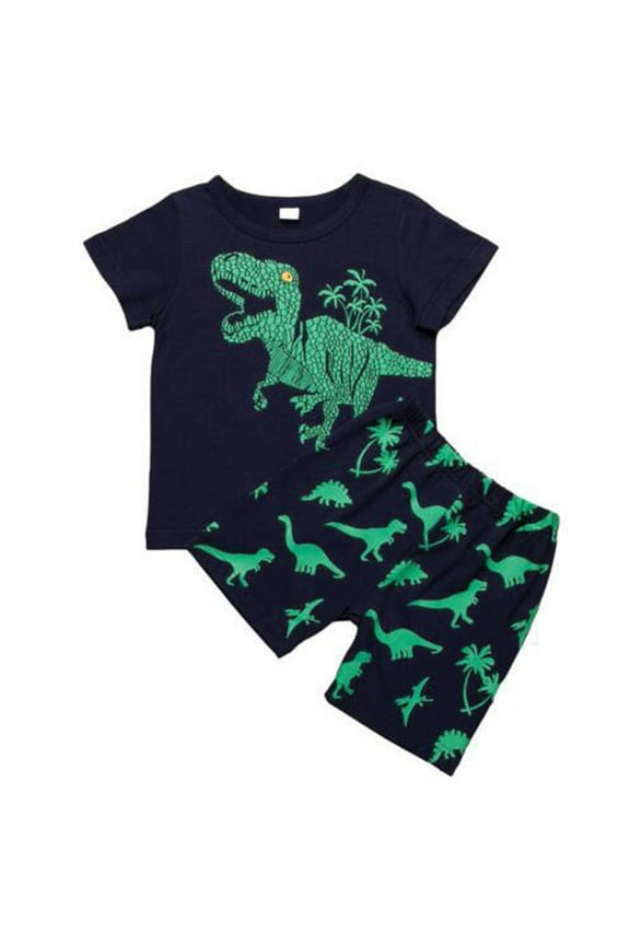 Toddler Baby Boys Summer Outfits Kids Short Sleeve Dinosaur T Shirts Tops Shorts Clothes for Boys Size 2T
