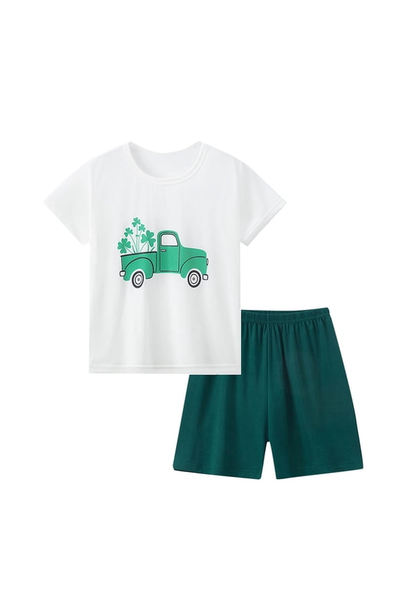 Toddler Baby Boys Summer Outfits T-Shirt Short Sleeve Top Animal Print Birthday Boy+Pocket Shorts 2PCs Newborn Baby Boys Clothing Sets Birthday Gift Green 7-8 Years