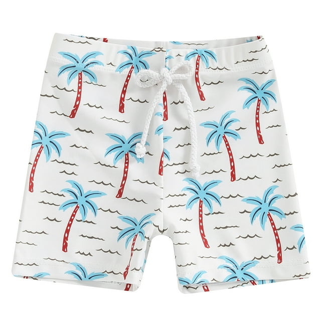 Toddler Baby Boys Swim Trunks Shark/Tree Print Swim Shorts Little Boys