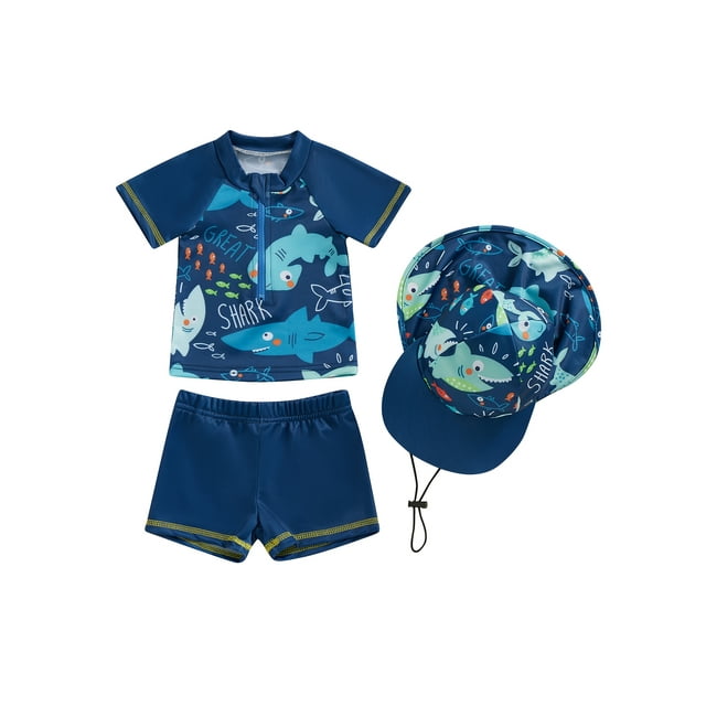 Toddler Baby Boys Swimsuit Set Cartoon Dinosaur Shark Swimwear Bathing