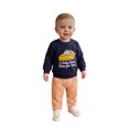 thumbnail image 1 of Toddler Baby Boys Thanksgiving Outfits Adorable Pumpkin Pie Embroidery Long Sleeve Round Neck Sweatshirt and Plaid Pants Set, 1 of 10