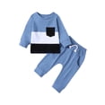 thumbnail image 1 of Toddler Baby Boys Track Suit Contrast Colors Long Sleeve Sweatshirt and Elastic Pants Outfits, 1 of 9