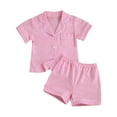 thumbnail image 1 of Toddler Baby Button-Down Pajamas Set, Cotton 2-PCS-PJs Set Shirt and Pants Sleepwear for Unisex Kids, 1 of 8