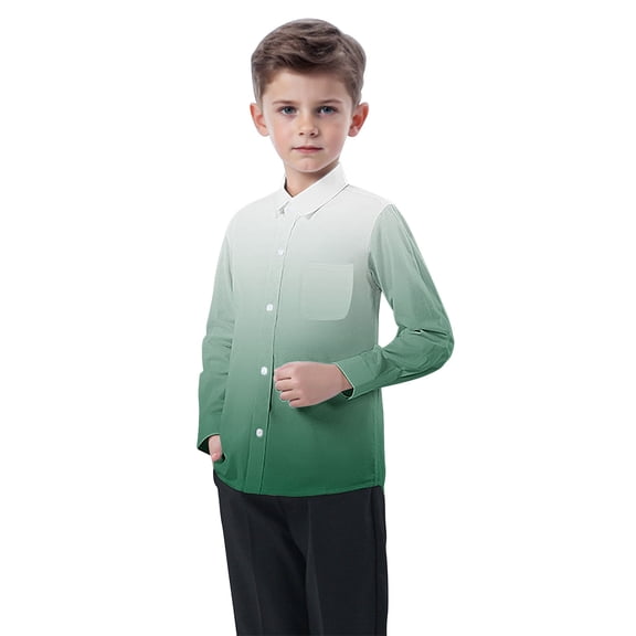 Toddler Baby Button Up Shirt for Boys Long Sleeve Gradient Tie Dye Shirts Back to School Casual Spring Girls Tops, Green, 5 Years