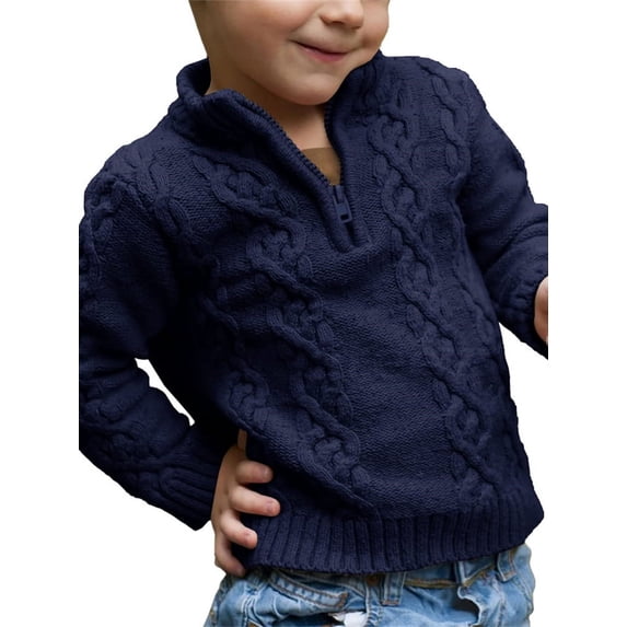 Toddler Baby Cable Knit Pullover Long Sleeve Kids Zipper Sweater