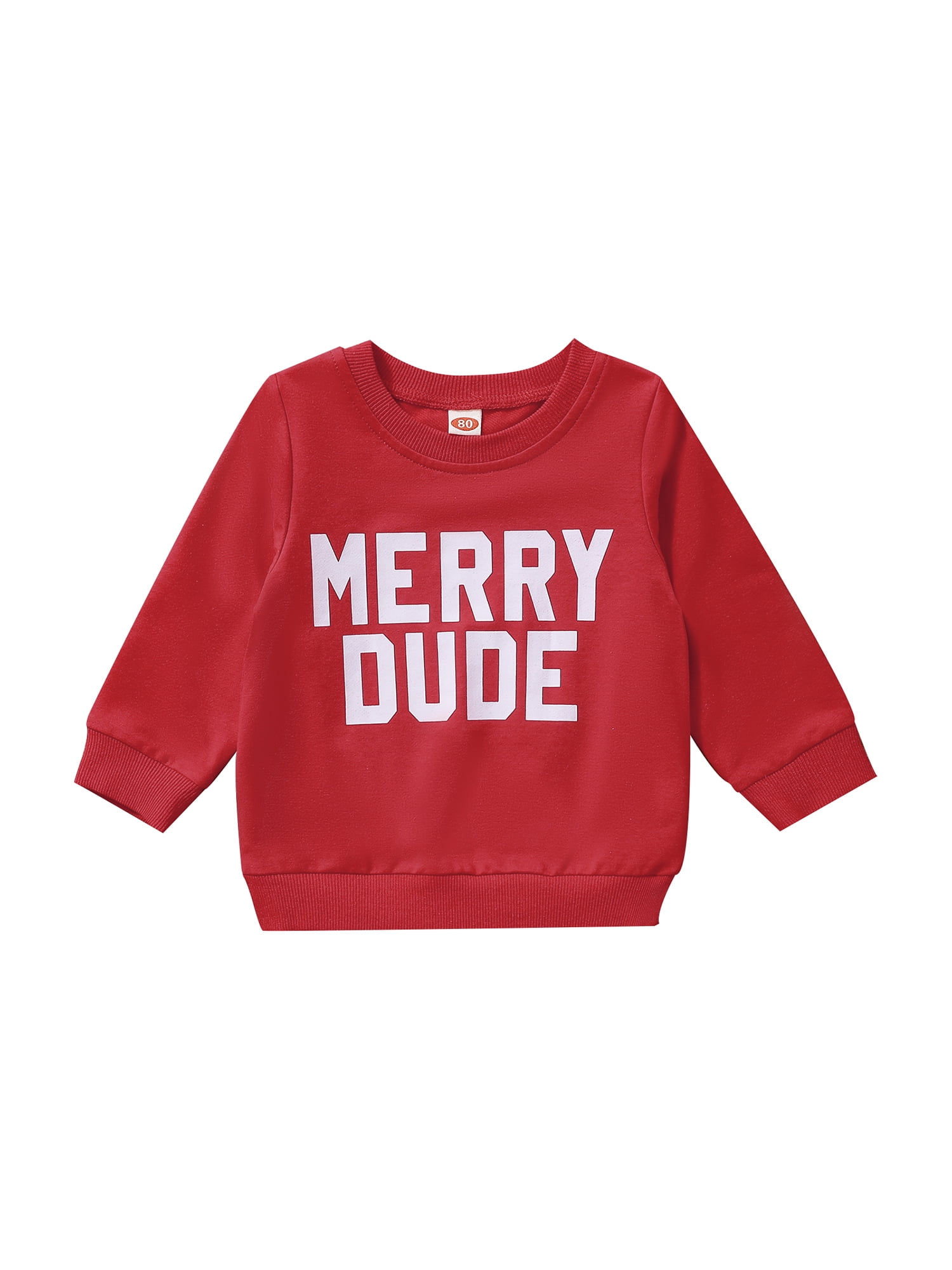 Toddler Baby Christmas Outfit Boy Girl Merry Sweatshirt Crewneck