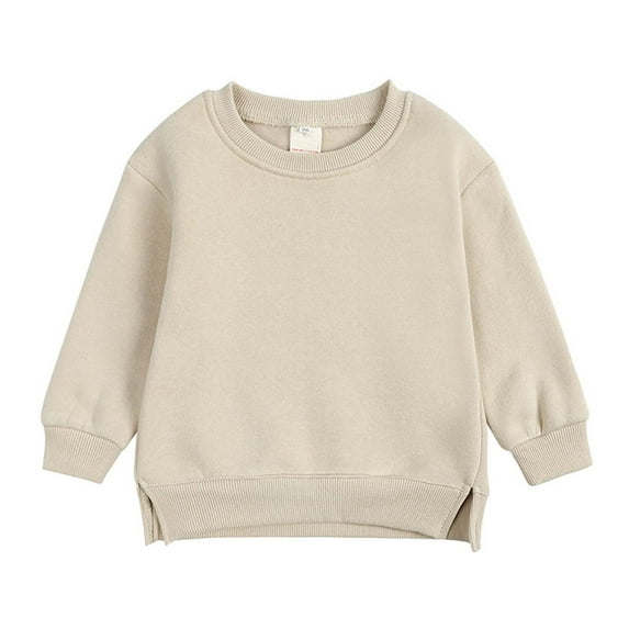 ZyeKqe Toddler Baby Clothes Crew Neck Spring Long Sleeve Unisex Girls Boys Solid Color Sweatshirts Kids Clothing