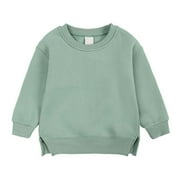 ZyeKqe Toddler Baby Clothes Crew Neck Spring Long Sleeve Unisex Girls Boys Solid Color Sweatshirts Kids Clothing