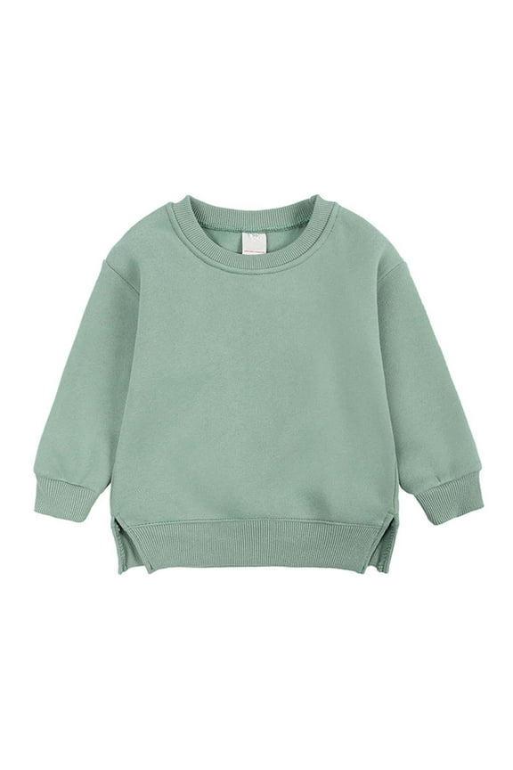 Toddler Baby Clothes Crew Neck Spring Long Sleeve Unisex Girls Boys Solid Color Sweatshirts Kids Clothing