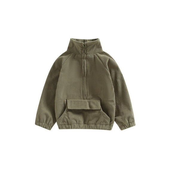 Toddler Baby Corduroy Pullovers Long Sleeve Stand Collar Half Zip Loose Sweatshirts