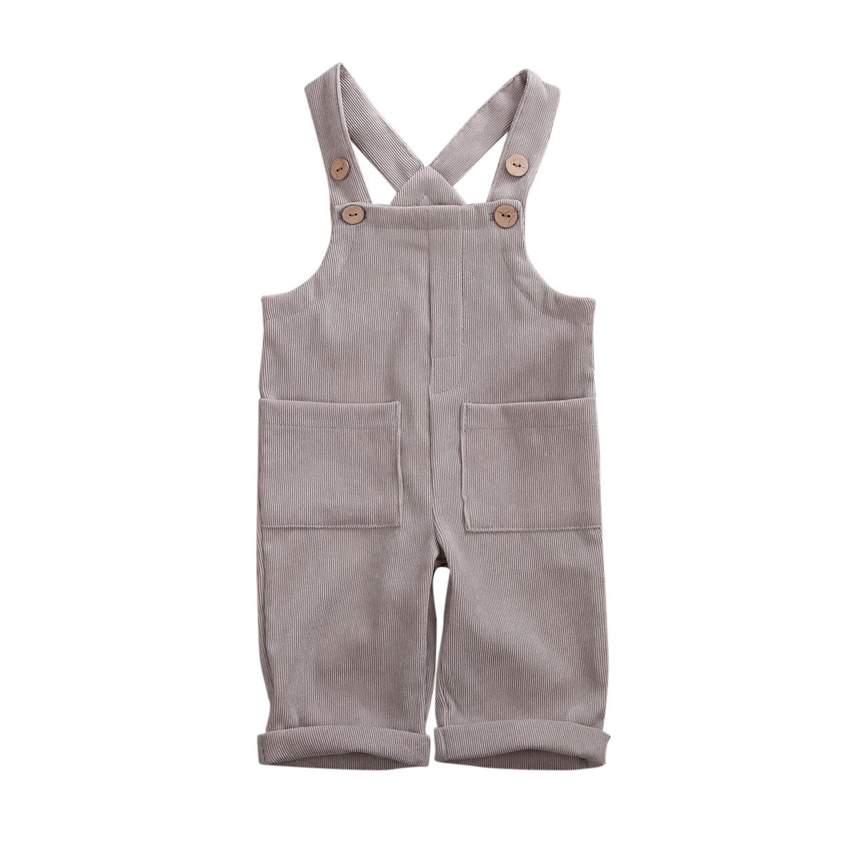 Toddler Baby Corduroy Suspender Rompers Solid Color Adjustable Strap