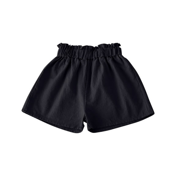Toddler Baby Cotton Linen Shorts Pleated Flare Flowy Skirted Shorts Fashion Elastic Summer Casual Shorts, Black, 12 Months