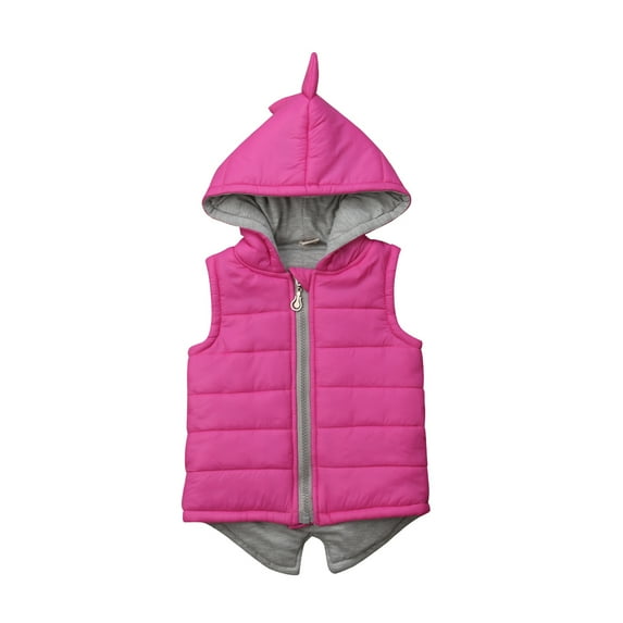 Toddler Baby Dinosaur Jacket Coat Kids Sleeveless Vest Zip Hooded Tops Outerwear Hoodies Waistcoat