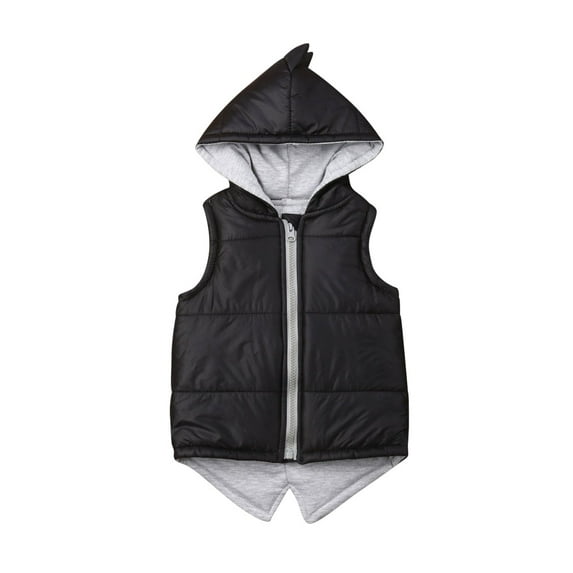 Toddler Baby Dinosaur Jacket Coat Kids Sleeveless Vest Zip Hooded Tops Outerwear Hoodies Waistcoat
