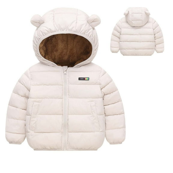 Toddler Baby Down Coats Boys Girls Soft Fleece Lined Jacket Thicken Warm Hooded Winter Coat Snow Outerwear