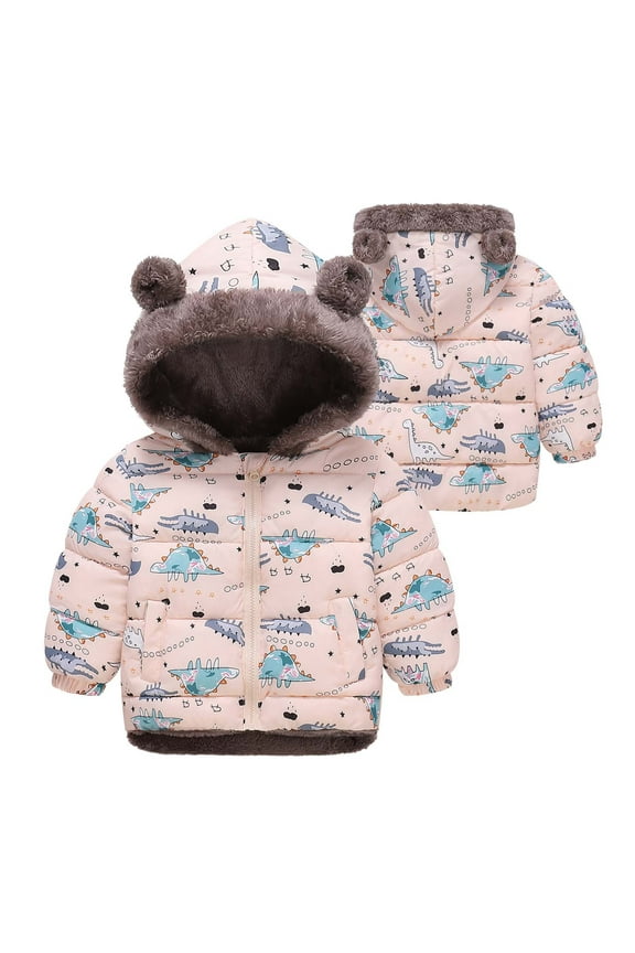 Toddler Baby Down Coats Boys Girls Soft Fleece Lined Jacket Thicken Warm Hooded Winter Coat Snow Outerwear