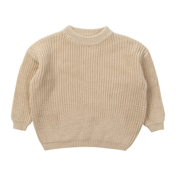 Toddler Baby Fall Winter Sweaters, Kids Long Sleeve Knitted Solid Thick Pullover Clothes, 1-5T