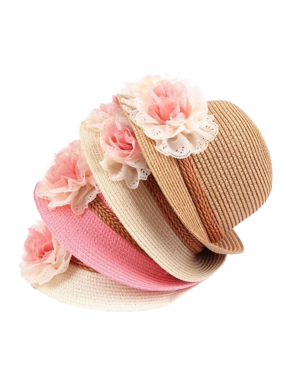 Toddler Baby Flower Decor Breathable Hat Straw Sun Hat Kids Hat Girls Hats - image 1 of 5