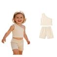 thumbnail image 1 of Toddler Baby Girl 1 Shoulder Tank Top Vest+Shorts White Two Piece Outfit Set Casual Summer Clothes 2T, 1 of 5