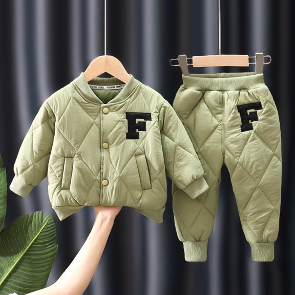 Toddler Baby Girl 2 Pieces Outfit Fall Winter Jacket + Pants Set Tracksuit Green 3-4 Years
