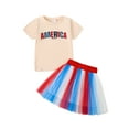 thumbnail image 1 of Toddler Baby Girl 4th of July Outfit American Flag T Shirt Tulle Tutu Skirts Set Little Girls Fourth Of July Dress Summer Clothes, 1 of 7