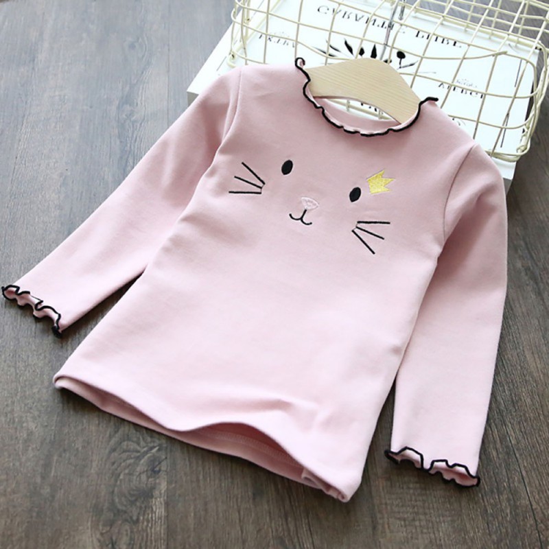 Toddler Baby Girl Basic Long Sleeve T-Shirts, Kids Cartoon O Neck Tops Tees Casual Blouse Clothes - image 1 of 6