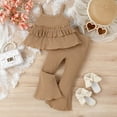 thumbnail image 1 of Toddler Baby Girl Bell Bottoms Outfit Ruffle Layered Camisole Tops Flare Pants Ribbed Summer Clothes, 1 of 4