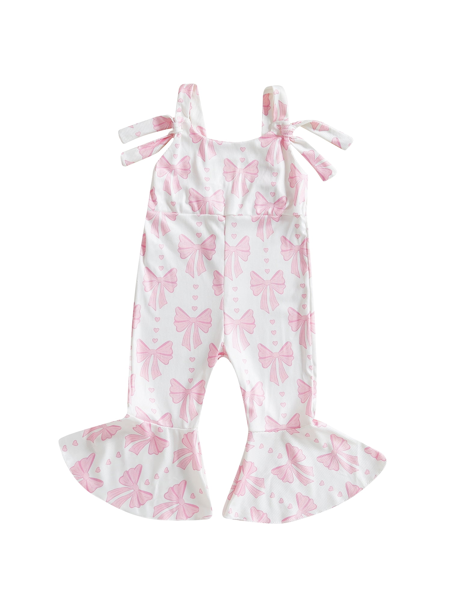 Toddler Baby Girl Bell-bottoms Overalls Bow/Strawberry Sleeveless ...
