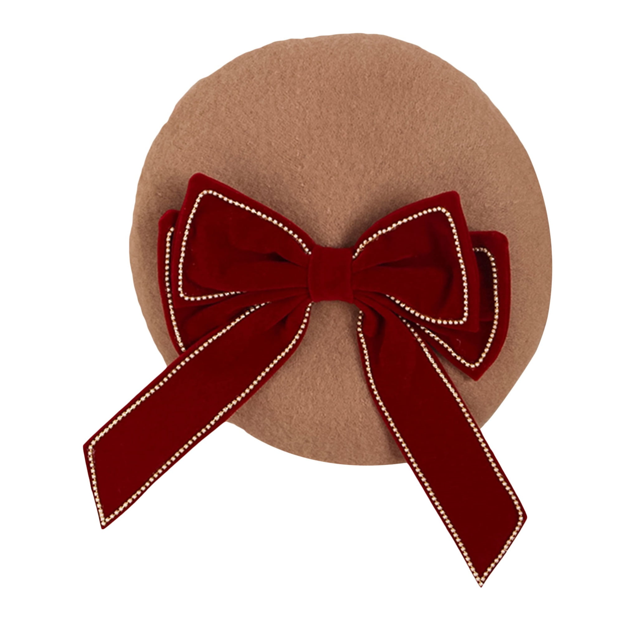 Toddler Baby Girl Beret Hat Warm Artist Beanie Cap with Rhinestone Bow Kids Accessories