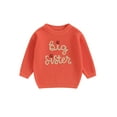 thumbnail image 1 of Toddler Baby Girl Big Little Sis Matching Outfiit Fall Winter Knit Sweater Long Sleeve Letter Embroidery Pullover Knitwear, 1 of 8